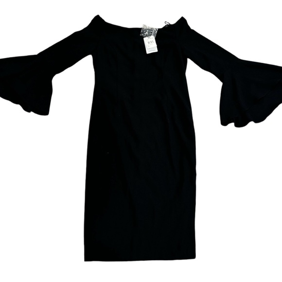 NWT Nordstrom Bardot Black Flares Sleeve Deess Size L - Picture 3 of 8